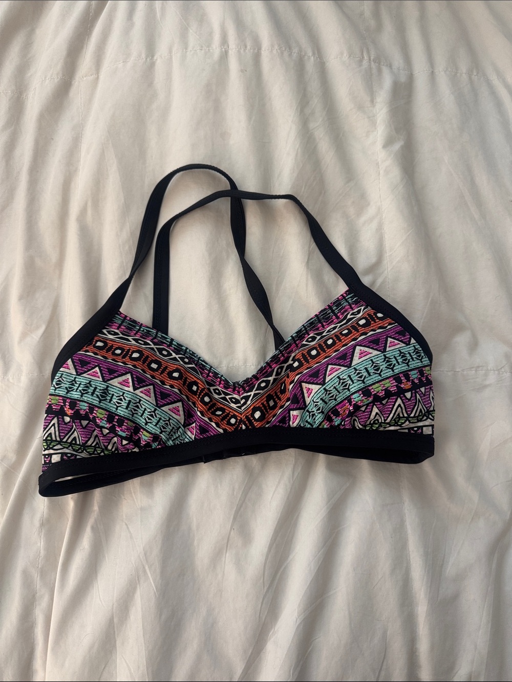 The Bikini Lab Black Trim Multicolor Aztec Bikini Top